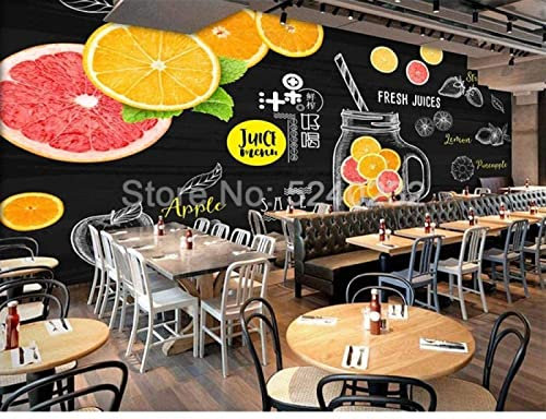 Custom 3D Poster Photo Wallpaper Orange Lemon Fruit Juice Drinks Home Decoration Mural Coffee Shop Bar Wall Paper 3d wallpaper Home Decor paste living room the wall for bedroom Mural-200cm×140cm
