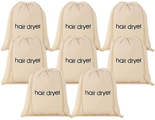 ERKXD 8 Pack Hair Dryer Bags Drawstring Bag Container Hairdryer Bag for travel bathroom Beige