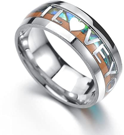 MAYIYAHO Edelstahl Wörter I Love You Fingerringe Schmuck Liebesringe Luxus Eheringe für Frauen Männer