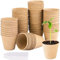 BFGLLY 50 Pcs 8cm Fibre Plant Pots, Biodegradable Seed Pots, Round Seedling Pots with 20 Plant Labels for Growing Vegetables, Fruit, Herb, Flower