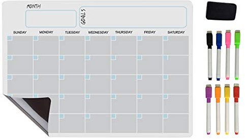 Graootoly A3 Magnetic Whiteboard Dry Erase Calendar Set Whiteboard Weekly Planner for Refrigerator Fridge Kitchen Home 17X12 inch