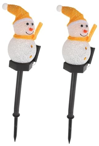DOITOOL 2stücke Solar Schneemann Gartenstecklampen Wasserdichte Solarleuchten Für Garten Terrasse Und Wege Verkabelung Weihnachtsdekoration Zufällige Farben