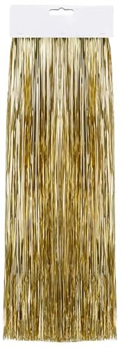 SKYTE® Foil Christmas Lametta Decorative Tinsel Strands Xmas Decoration Garland Angel Hair Tinsel Curtain Shiny Christmas Party Indoor and Outdoor Decorations 50cm (Gold)