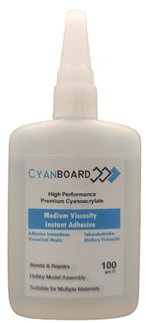 Cyanboard, adesivo cianoacrilato istantaneo a media viscosità 100gr. Incollaggi di molteplici materiali, modellazione e maquette, riparazioni.