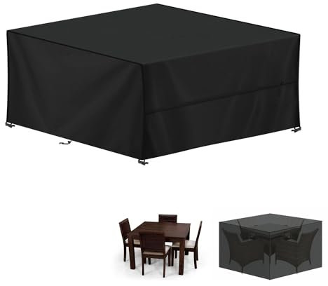 LAMUNI Gartenmöbel Abdeckung Wasserdicht Outdoor Tischabdeckung Winterfest Abdeckplane Gartenmöbel, 420D Oxford Whirlpools Abdeckhaube Schutzhülle für Gartentisch Sitzgruppe, 190x190x75cm