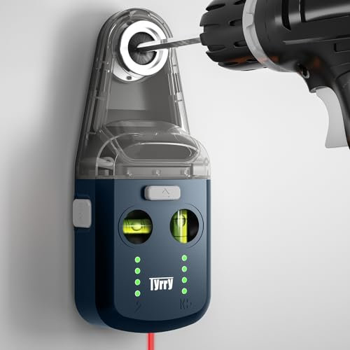 Tyrry Nivel Láser 4 en 1 con Recogedor de Polvo para Taladro, Nivel de Burbuja, Ventosa Electrónica y Soporte de Pared, Ideal para Colgar Cuadros, Pinturas y Renovaciones en el Hogar
