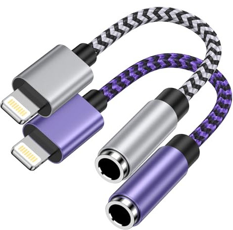 Lightning to 3.5mm Headphone Jack Adapter, [MFi Certified] 2Pack Apple Headphone Adapter for iPhone, Aux Adapter Audio Cable Dongle Compatible with iPhone 14 Pro Max/14 Plus/14/13/12/11/X/XS/XR/8