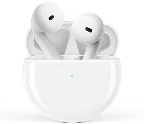 UMIDIGI Cuffie Bluetooth 5,3, senza fili, driver da 13 mm + audio surround in tempo reale, batteria 15H, connessione one-touch, 2,8 g, luce bianca