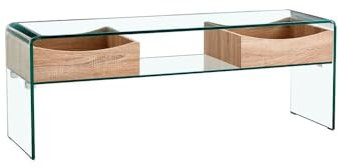 Dabudae Mesa TV Libra, cajones, Cristal Curvado, 120 x 35 cms