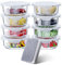 HOPERSIST 8-PCS Round Glass Containers with Lids, Fresh Glass Meal Prep Containers, Airtight Snap Locking Lids Glass Food Storage Containers, BPA Free Glass Lunch Box, Freezer to Oven Safe - 420ML