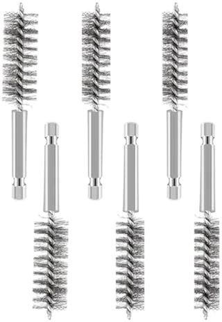 6Pcs Stainless Steel Pipe Cleaning Brushes with Handle, 13mm, 19mm, 25mm Bore Brush Wire Brushes 1/4 Inch Hex Drill for Tubes Ports Bearings Cleaning Power Drill Rotary Tool