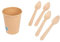 García de Pou - 50 unités - Verres à boissons chaudes 1 paroi 180 ml 260 + 18 Pe G/M2 Ø7,2/5,3 x 7,8 cm Marron Carton & 100 unité - Cuillères À Café 11 Cm Naturel Bois