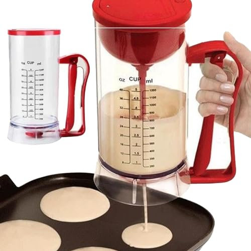 LearnLyrics Pancake Mix Dispenser, Dough Dispenser with Squeeze Handle - Transparent Waffle Dough Maker, Dough Mixer and Dispenser, Bakeware Maker Machine Dough Separator with Scales for Cupcakes and