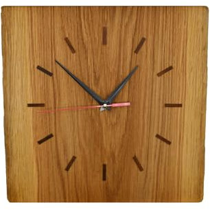 MyBer® Wanduhr Holz Uhr Wandholzuhr aus Massivholz groß Wohnzimmer lautlos Eiche PMZ1