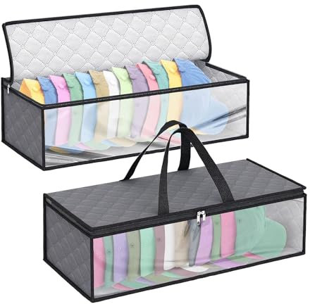 Jikoiuty 2 Pack Hat Storage Bag for Baseball Caps Hat Organizer Case Hat Holder Rack with 2 Carry Handles for Closet Moisture