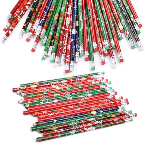Kesote Bleistifte Weihnachten 36 PCS Schreibstifte Kinder Deko für Adventskalender zum Befüllen (12 Motive)