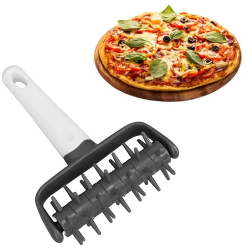 Pizzateig-Docker, Teigloch-Maker, Pizza-Docking-Werkzeug, Gebäck-Docker-Roller,Pizzateig-Roller Pizza-Nadelstanzer für Zuhause, Küche, Restaurant (Gray)