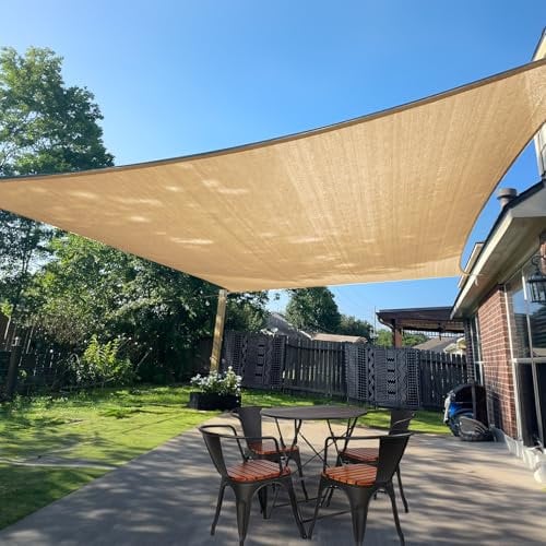 SUNLAX Sun Shade Sail 8' x 8' Sand Square Canopy Sail Shade Cover UV Block Permeable Sunshade Outdoor for Patio Backyard Deck Pergola (We Make Custom Size)