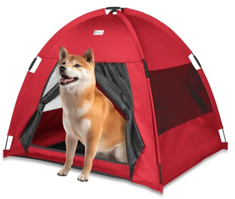 Babyezz Hunde/Katzenzeltbett, Wasserdichtes Tipi Zelt,Atmungsaktives,Waschbares Hundehaus Für Drinnen Und Draußen,Tragbares Hundehöhle/Katzen Höhle,Für Kätzchen,Welpen (Rot, L)