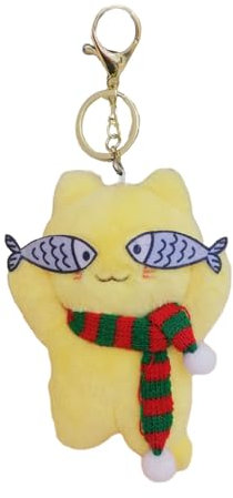 CYILPR Schlüsselanhänger, niedlicher Katzen-Plüsch-Schlüsselanhänger, stilvoller Katzen-Anhänger, Plüsch-Katzen-Schlüsselanhänger, Rucksack-Anhänger, Puppen-Geschenk für Mädchen und Teenager, Y3, One
