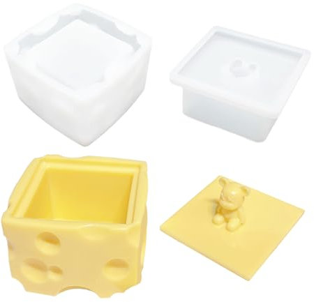 YRIHJIXQ Silikonformen Gießformen mit Deckel Epoxidharz Silikon Cute Käse Käsegießform Gips zum Gießen