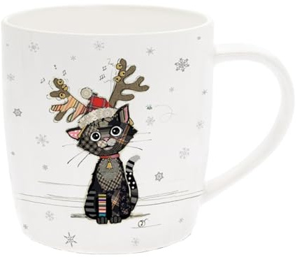 Christmas Mug, Stylish Mug Barrel Coffee Mug, Large Mug for Hot Drinks, Tea Cup, in matching Gift Box, by Bug Art (Cat Kitten 6651)