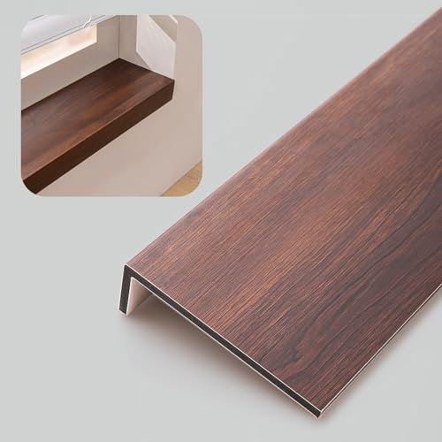 Fensterbankverkleidung mit Holzmaserung, wasserdichte Erkerfenster-Bankabdeckung mit 4 cm Vorsprung, Kantenschutzplatte für Wohnzimmer-/Küchenfenster (60 x 12 cm)