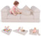 COSTWAY Modulares Kindersofa, 9-teiliges Spielsofa aus Schaumstoff Bausteine mit bequemem Wildlederstoff, Modulsofa für Kinder zum Spielen, Kreativsein, Schlafen (Beige)