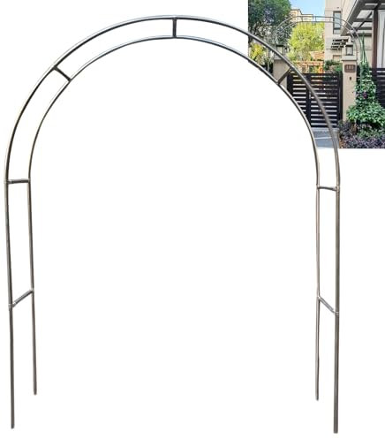 Arco da giardino in acciaio inox di alta qualità, altezza 240 cm, pergolato largo 1,5/1,8/2/2,2/2,4/2,6/2,8/3/3,2/3,5/4/4,5/5 m, per piante rampicanti, cerimonia nuziale, arco (colore: nero.