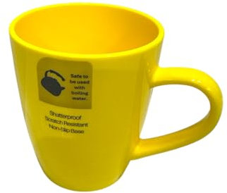 Liberty Leisure ABS Non-Slip 35cl Mugs - 4 Pack – Durable, Lightweight, Dishwasher Safe, Ideal for Home, Office, and Travel, BPA-Free, Ergonomic Design, Safe for Boiling Water (Lemon)
