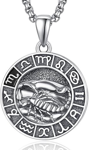ADMETUS Sternzeichen Skorpion Anhänger Kette Silber Skorpion Halskette Herren Tierkreiszeichen Anhänger Schmuck Sternzeichen Konstellation Kette Geschenke für Männer