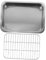 TOPPERFUN 1 Juego plato para hornear rectangular bandejas Multifunción asado asar estante tostador cacerola bandeja para hornear de cocina bandeja de horno con rejilla Acero inoxidable Plata
