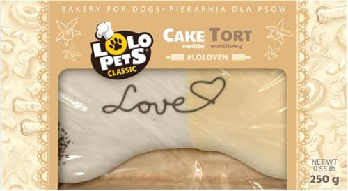 Dog Birthday Cake – Edible Bone-Shaped Treat with Natural Ingredients – Safe Colours – Handmade Decorations – Gift for All Dog Breeds & Sizes (250g, Love Vanilla)