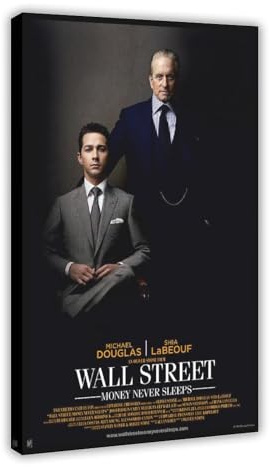 FKBALCZ Wall Street Leinwandposter Money Never Sleeps, Wandkunst, Dekordruck, Bild Gemälde für Wohnzimmer, Schlafzimmer, Dekoration, 30 x 45 cm