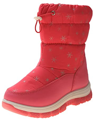 Bottes de neige tendance pour femmes - Pour garçons et filles - Semelles épaisses antidérapantes - Fermeture éclair latérale - Couleur unie - Chaudes et confortables, rose vif, 31 EU