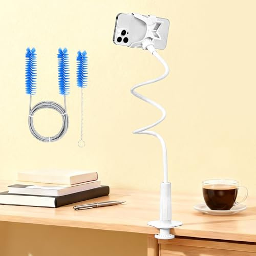 Wxeadu CPAP Schlauchhalter, 360° Drehung CPAP Schlauch, CPAP Schläuchen Stabiler Verstellbar, Leckage & Verwicklung, Schlauchunterstützung mit CPAP Zubehör Schlauchbürste, Handyhalterung Bett