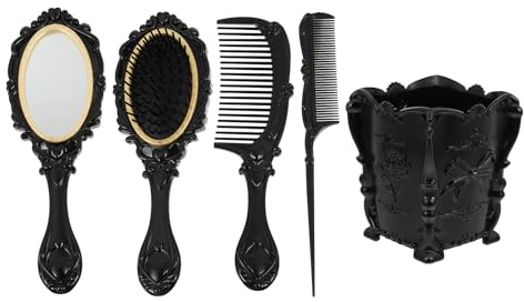 Zerodeko 5 Stück Vintage Kosmetikspiegel Und Haarbürsten Mit Aufbewahrung Schmerzfreie Borsten Für Haartypen Stifthalter Für Make up Und Büro Geschenk Für Frauen Und Kinder