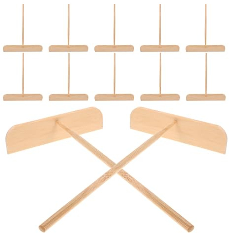 VERDANVERSE 12 Stück 12-teiliges Holz Krümel Schaber Multifunktionaler Brotrest Entferner Pfannkuchen Wender Spatel und Crepe Teigverteiler Tischrechen für Einfache Reinigung und