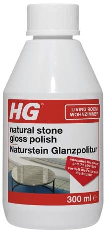 HG Natural Stone Gloss Polish, Natural Stone Cleaner for Tabletops & Furniture, Marble & Granite Cleaner, Kitchen Quartz Worktop Cleaner & Stain Remover, High Gloss - 300ml