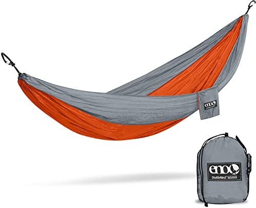 Eno Eagles Nest Outfitters – DoubleNest Hängematte, tragbare Hängematte für Zwei Personen, Orange/Grau