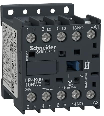 Schneider Electric, TeSys K contactor - 3P - AC-3 <= 440 V 9 A - 1 NO aux. - 24 V DC coil, LP4K0910BW3