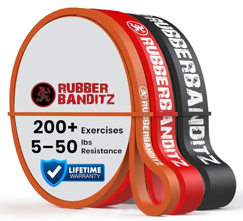 RubberBanditz Pull Up Assit Bands | Heavy Duty Resistance Exercise Bands for Powerlifting, Mobility, and Stretching (5-50 lbs)