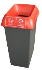 Chabrias Ltd 50 Litre Recycling Waste Bin With Lid & Logo Sticker Included (Red Lid & Plastic Bottle Logo)