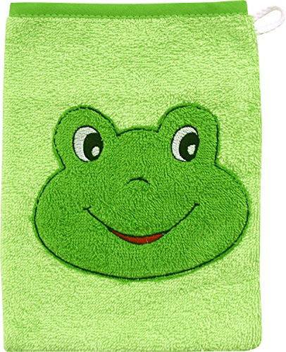 Wörner Kinder-Waschhandschuh Frosch Walk-Frottier grün Größe 15x20 cm