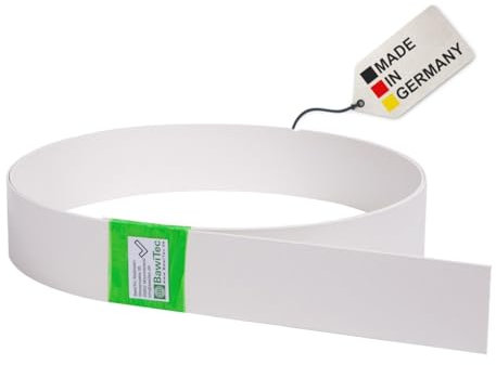 BawiTec Kunststoffleiste Flachleiste 60mm Breit 300cm Lang 2,5mm Stark Farbe weiß Kunststoff Flachprofil Rolle PVC Abdeckleiste Kunststoffprofil für Fenster,Türen,Dach,Wand