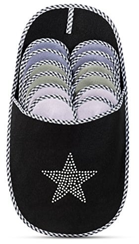 ONVAYA ABS Gästepantoffel Star 6er Set | Gästehausschuhe | Stern | Antirutsch | Hausschuhe | Gästeschuhe