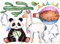 Bilderwelten Wandtattoo Panda und Lama Aquarell Set Wandtattoo Wandsticker Kinderzimmer Bär Illustration, Größe: 39cm x 55cm