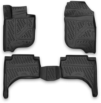 OMAC Gummimatten Fußmatten kompatibel mit Mitsubishi L200 2015-2021 TPE Matten Schwarz 4X