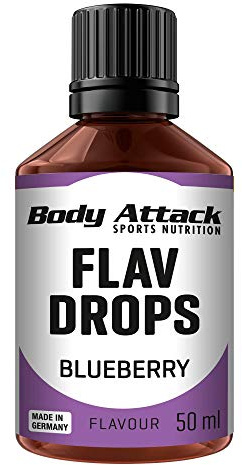 Body Attack Flav Drops®, 2 x 50 ml, Blueberry, Aromatropfen für Lebensmittel, zuckerfreie Flavour Drops ohne Kalorien, vegan & Qualität Made in Germany