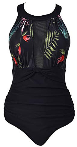 Viloree Women's Swimsuit One Piece Monokinis Swimming Costume Swimwear High Neck Mesh